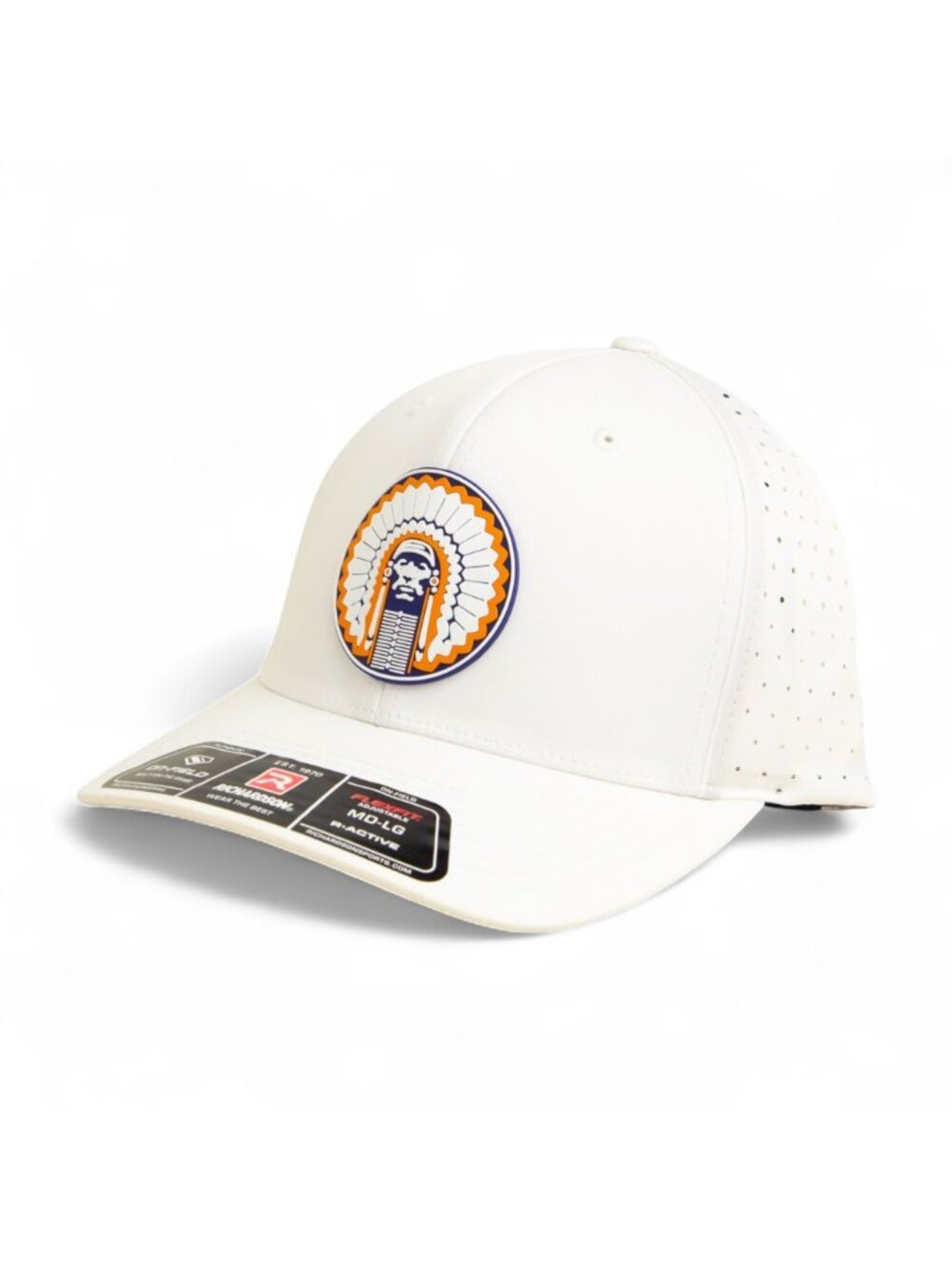 Illinois Fighting Illini Chief Illiniwek 3D Laser Perf R-Flex Cap- White